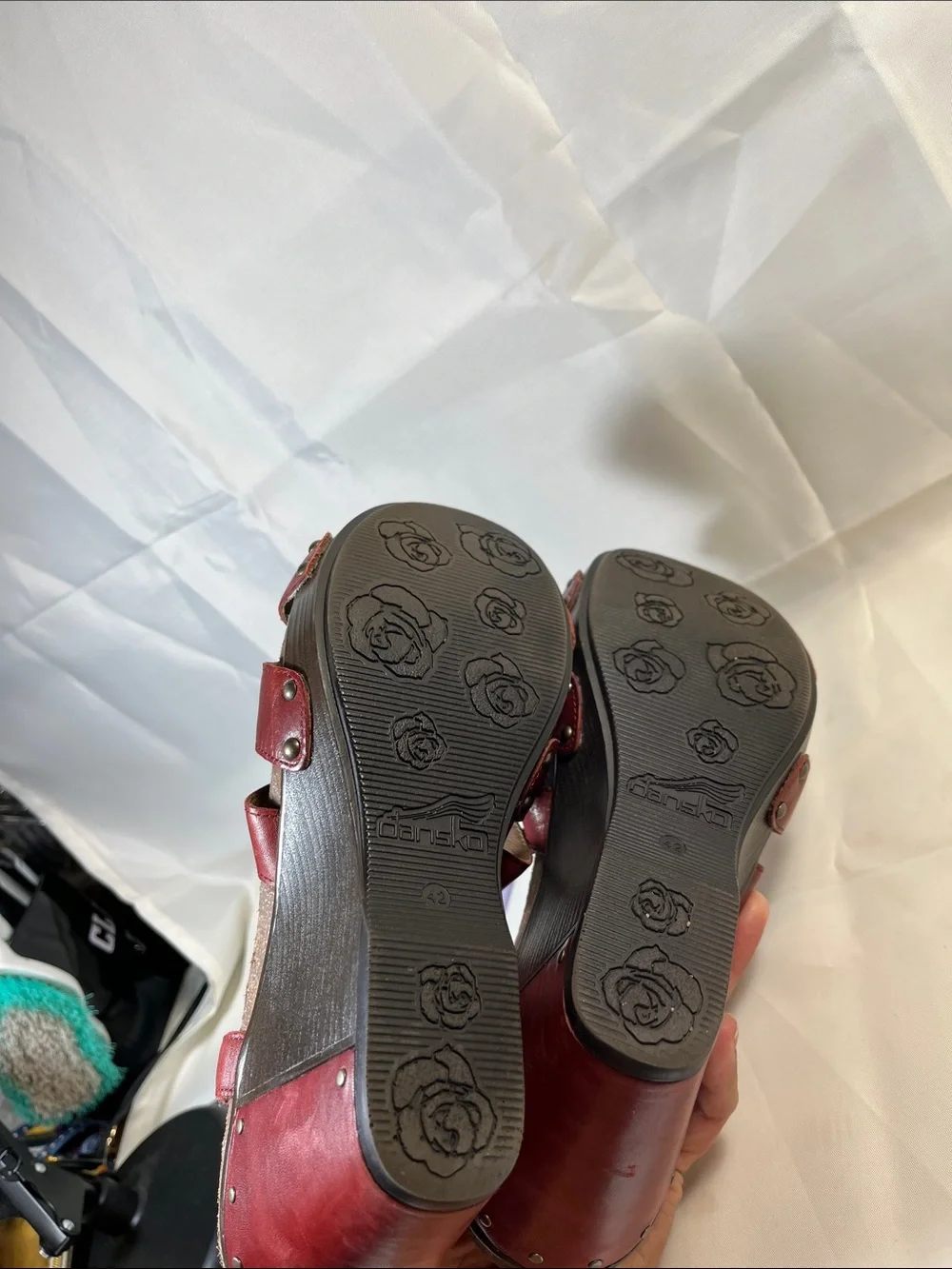 Dansko Red Leather Slingback Wedge Sandals size 11-11 1/2
